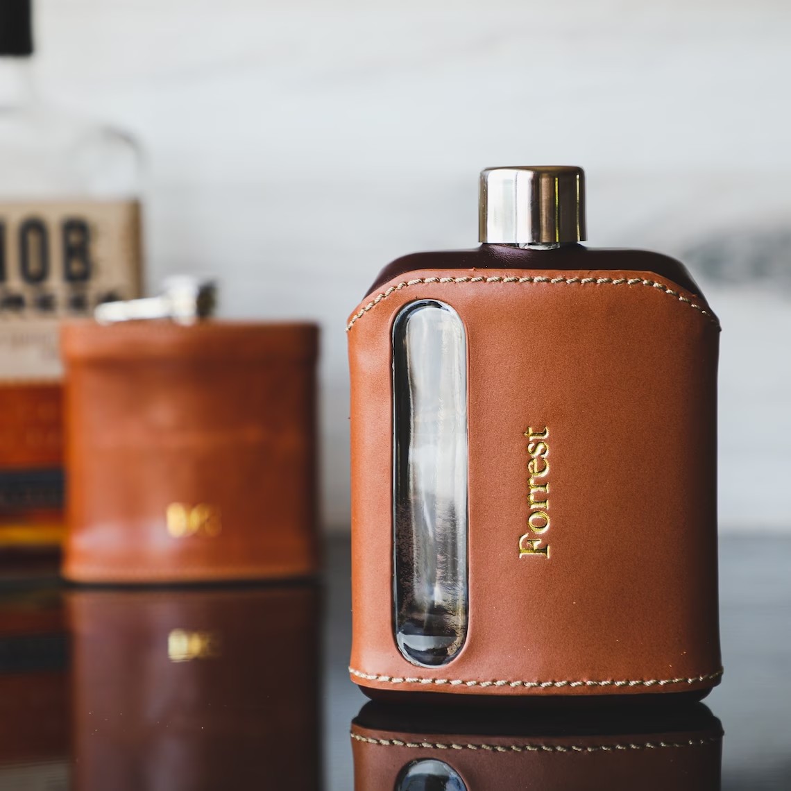 Personalized Leather Hip Flask