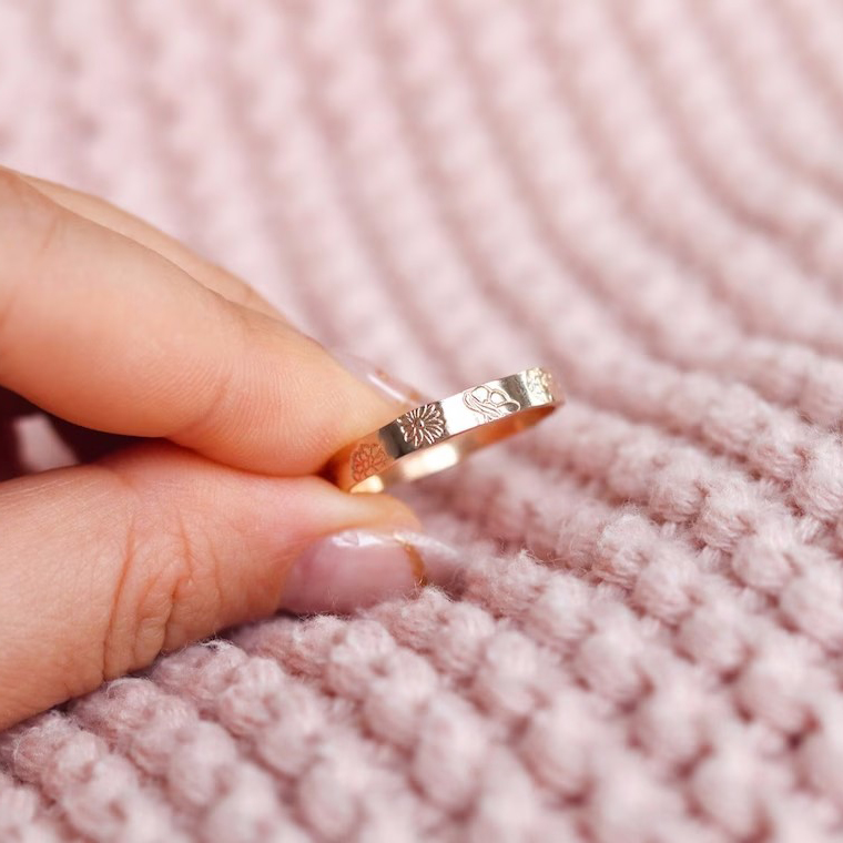 Minimalist Birth Flower Ring