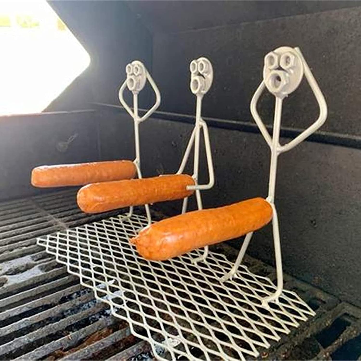 Hot Dog Roaster Stainless Steel Three Man Stick Figure Griller