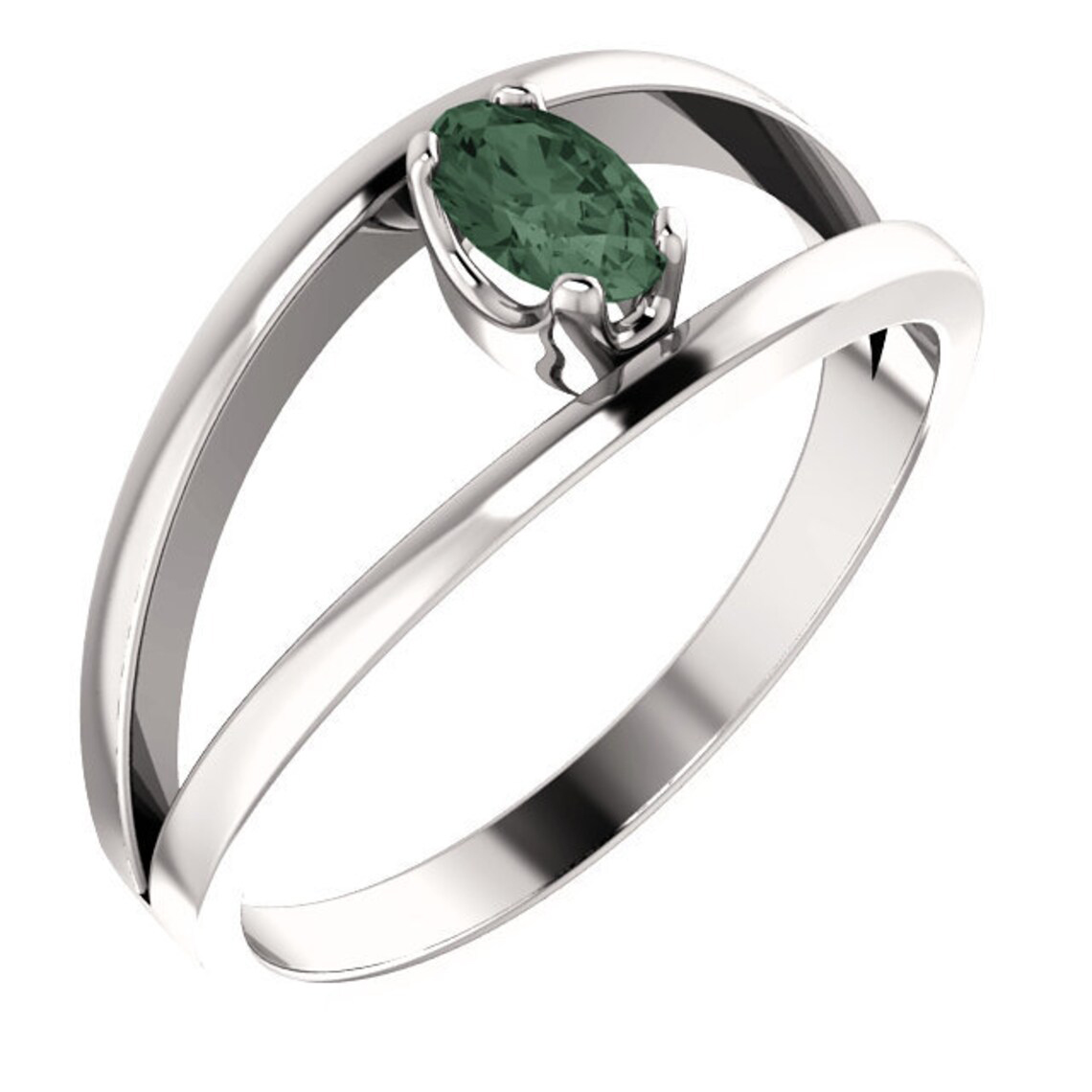 1- 6 Oval Stones Sterling Silver Mother's Ring