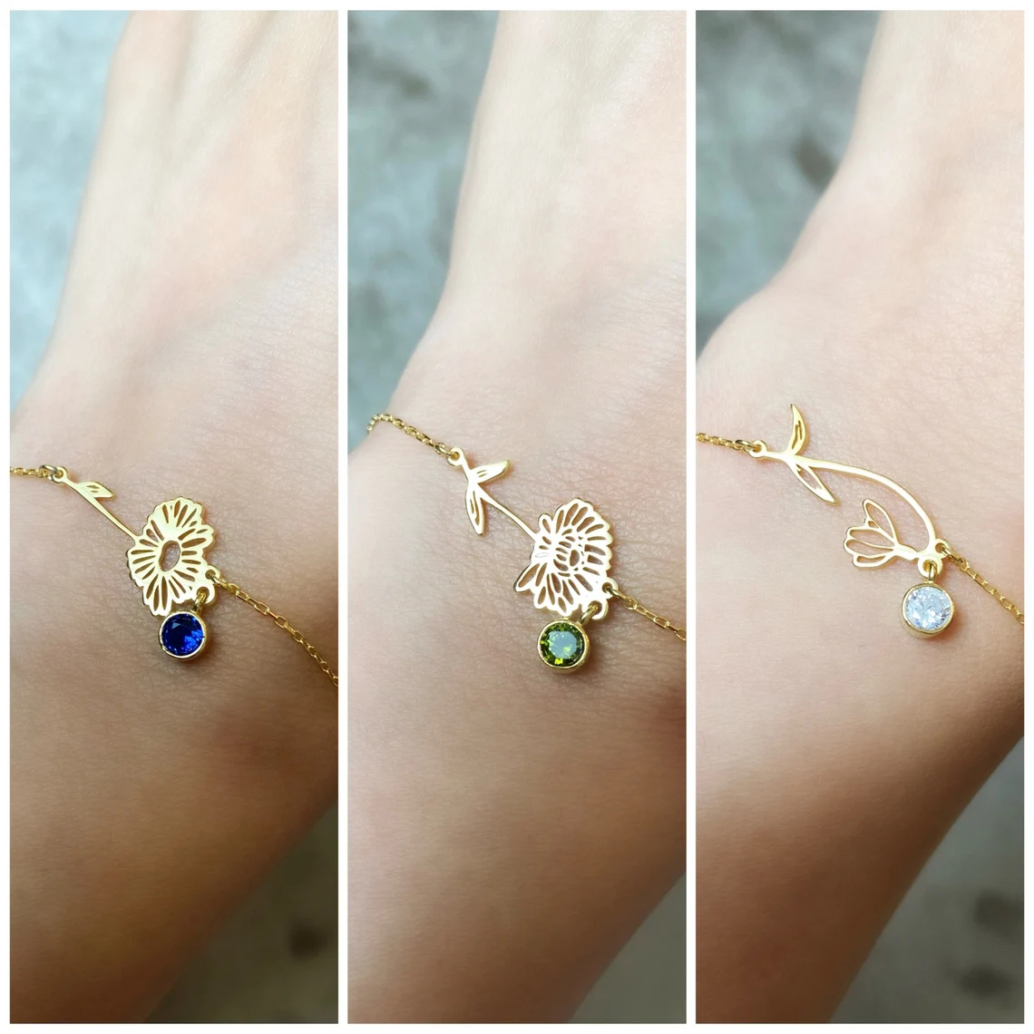 Personalized Birth Flower Bracelet