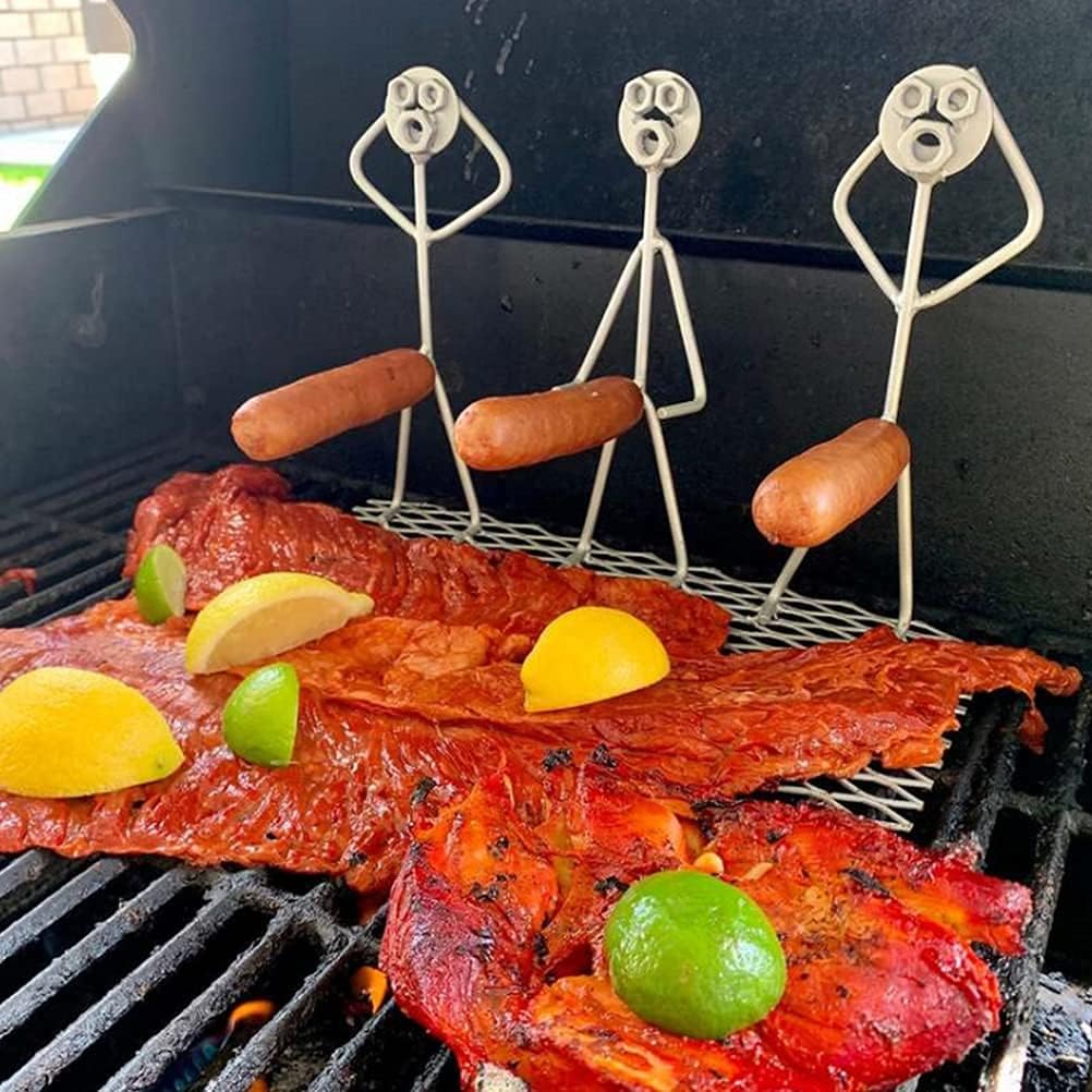 Hot Dog Roaster Stainless Steel Three Man Stick Figure Griller