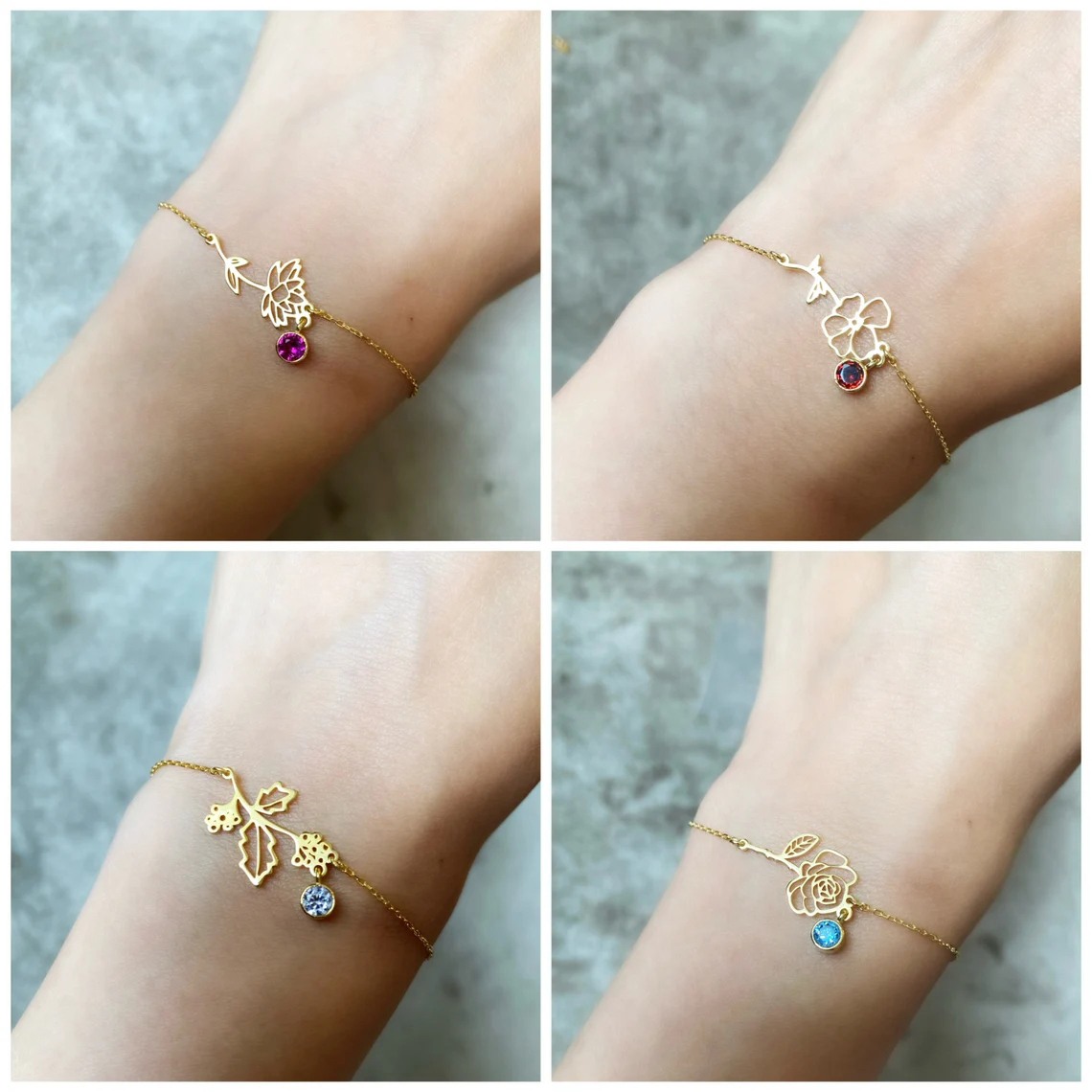 Personalized Birth Flower Bracelet