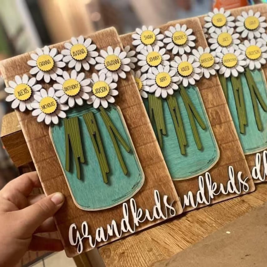Family Flower Wood Display Sign