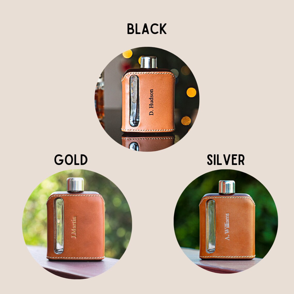 Personalized Leather Hip Flask