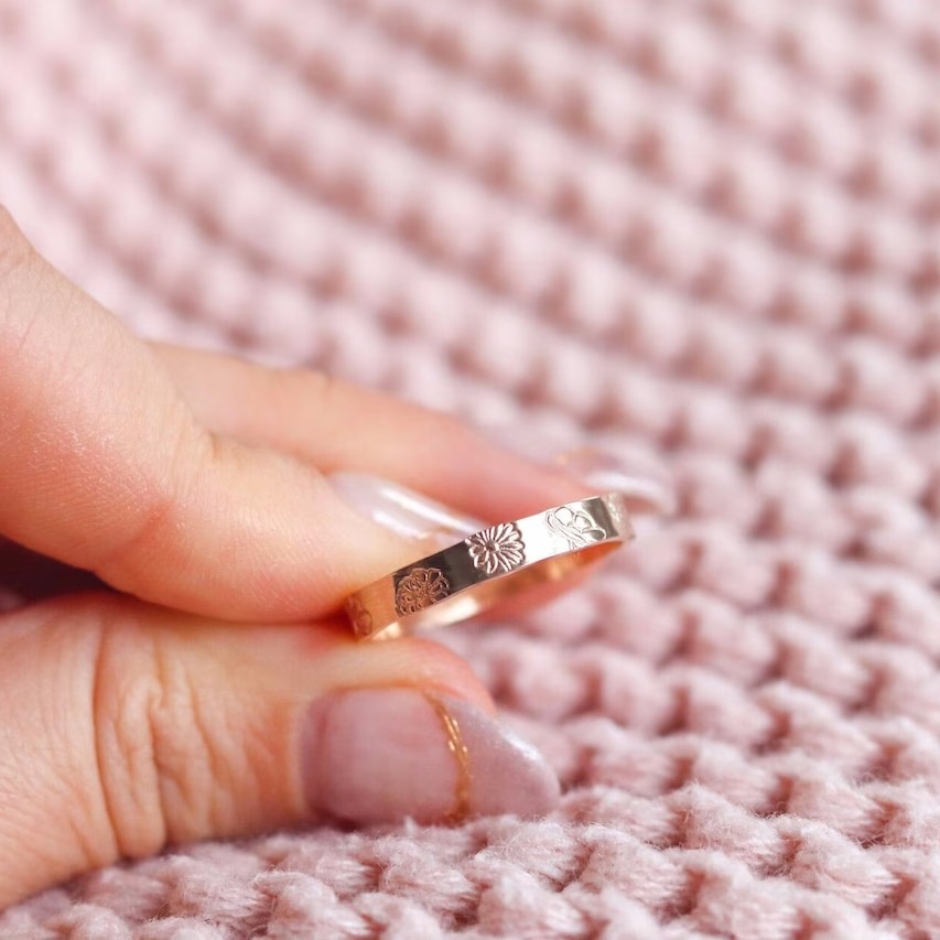 Minimalist Birth Flower Ring
