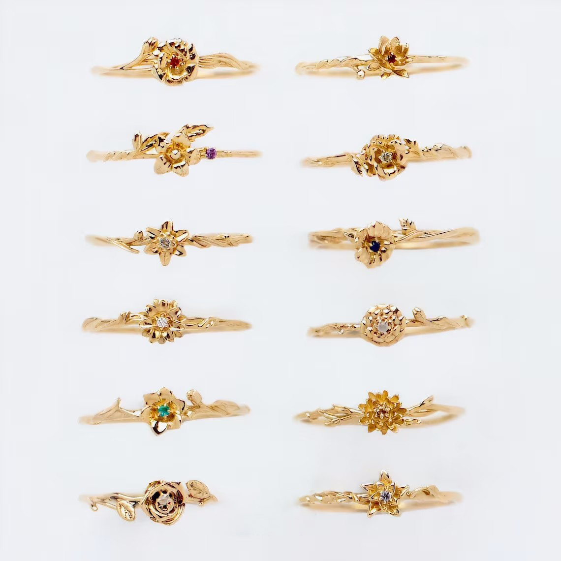 Personalized Birth Flower Ring