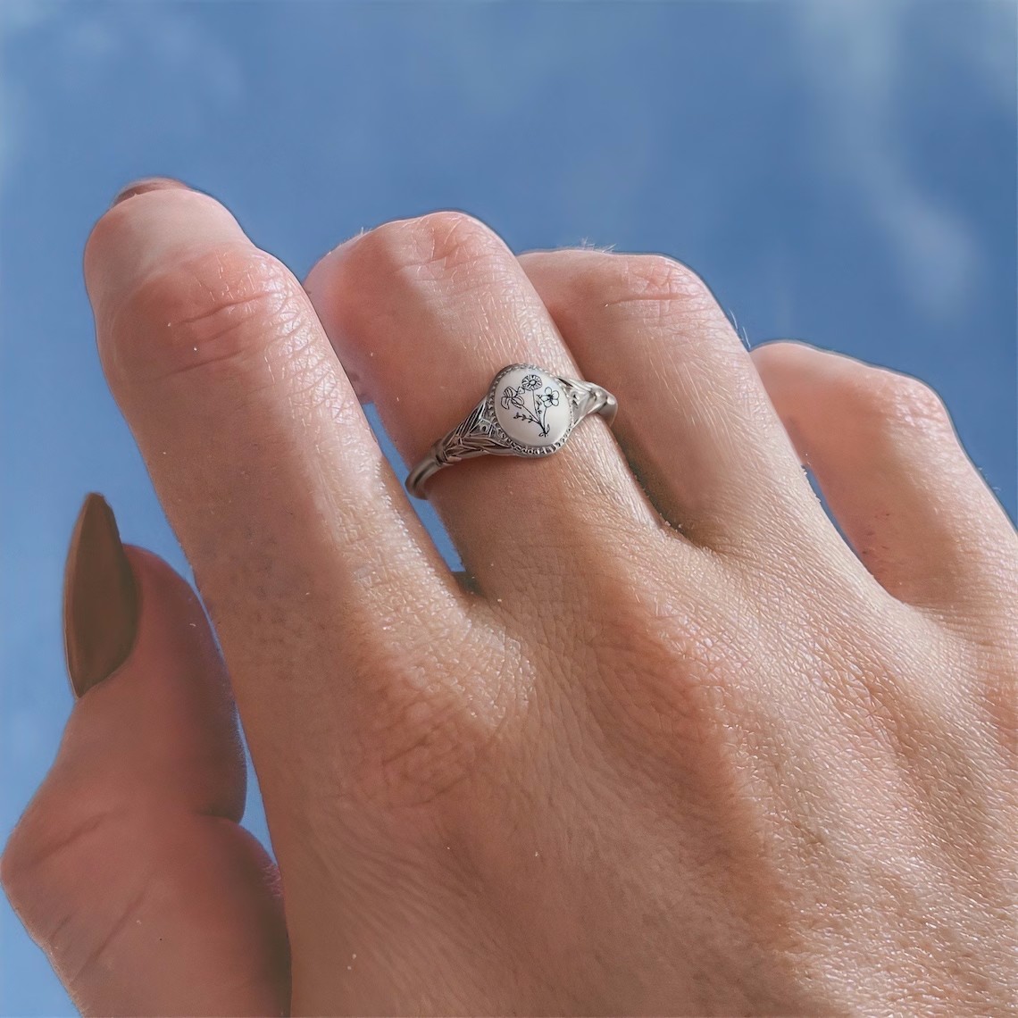 Personalized Birth Flower Ring