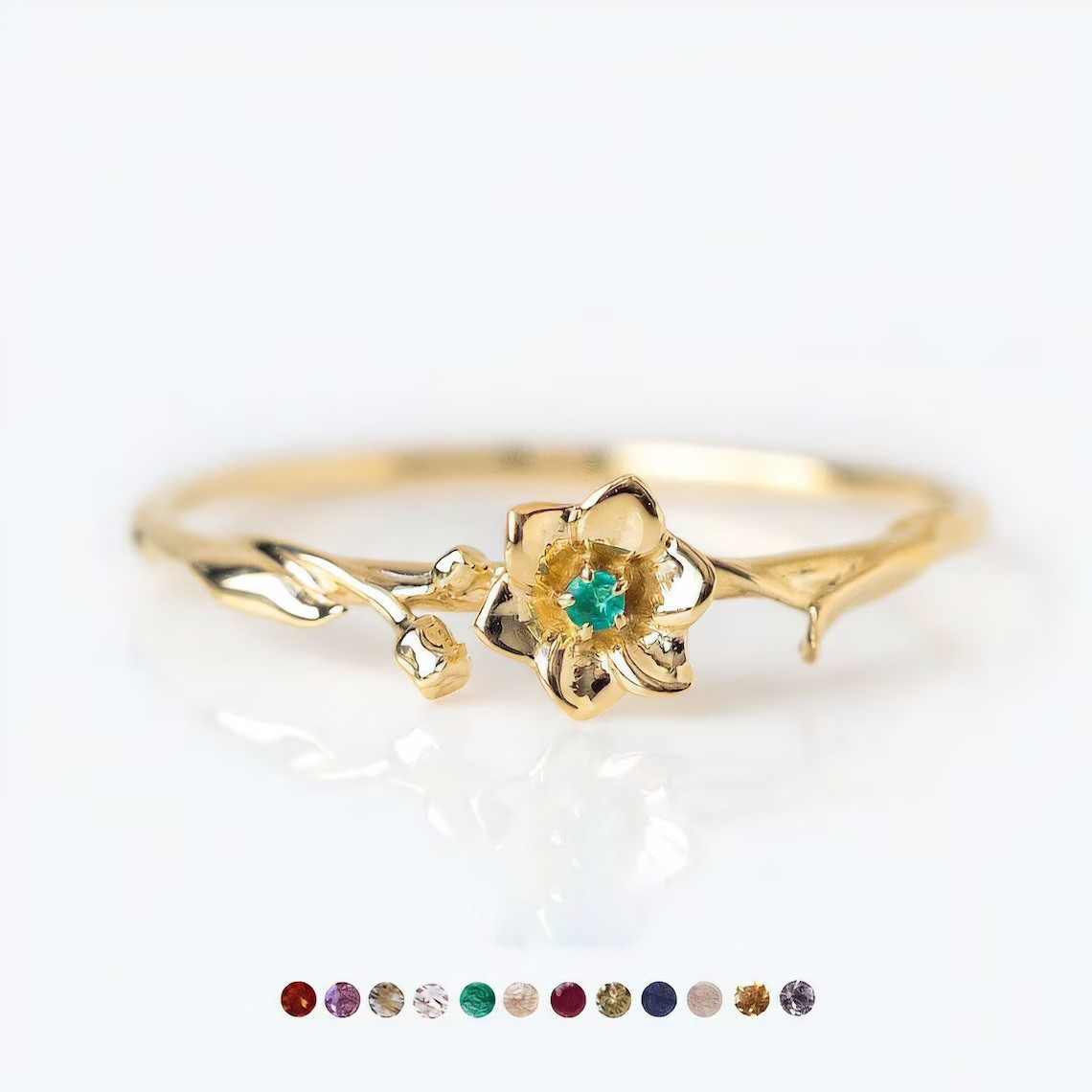 Personalized Birth Flower Ring