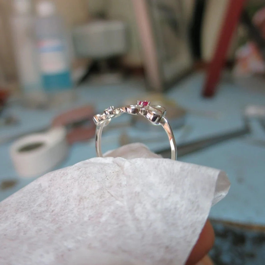 2 Stones Floral Design Ring