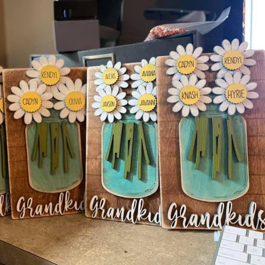 Family Flower Wood Display Sign
