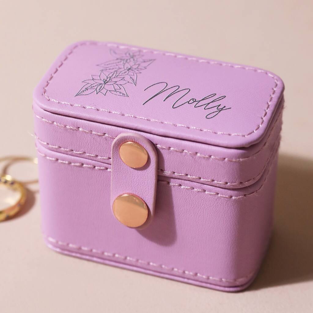 Personalized Birth Flower Ring Box