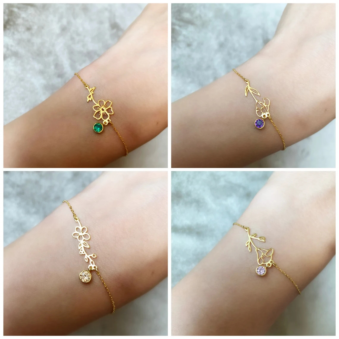 Personalized Birth Flower Bracelet