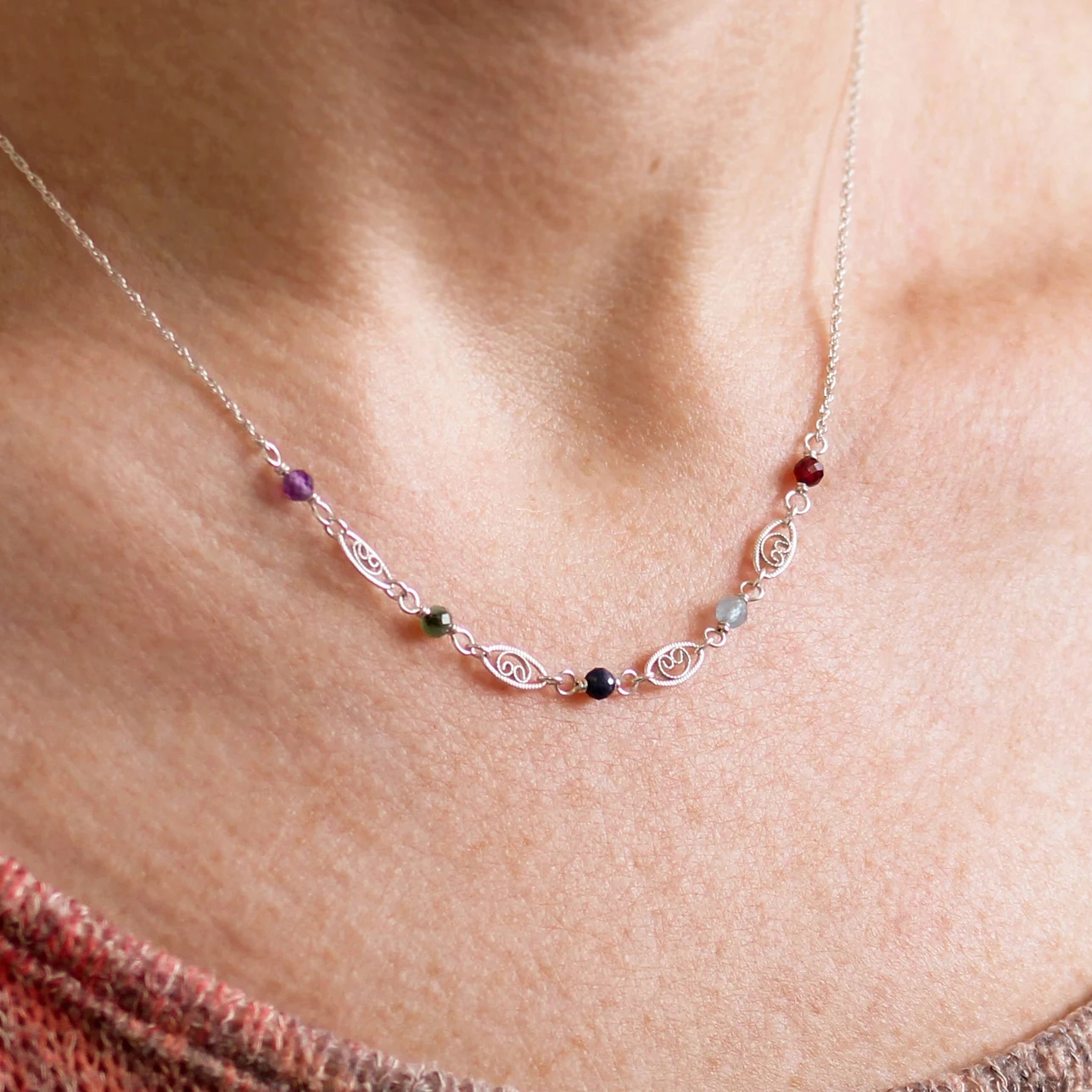 Custom Birthstone Necklace for Mom