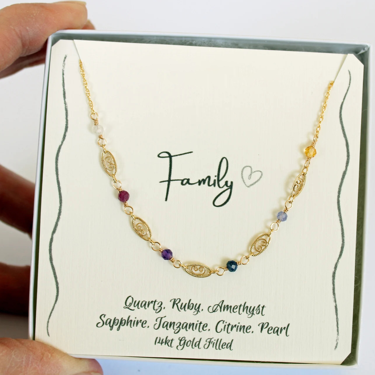 Custom Birthstone Necklace for Mom