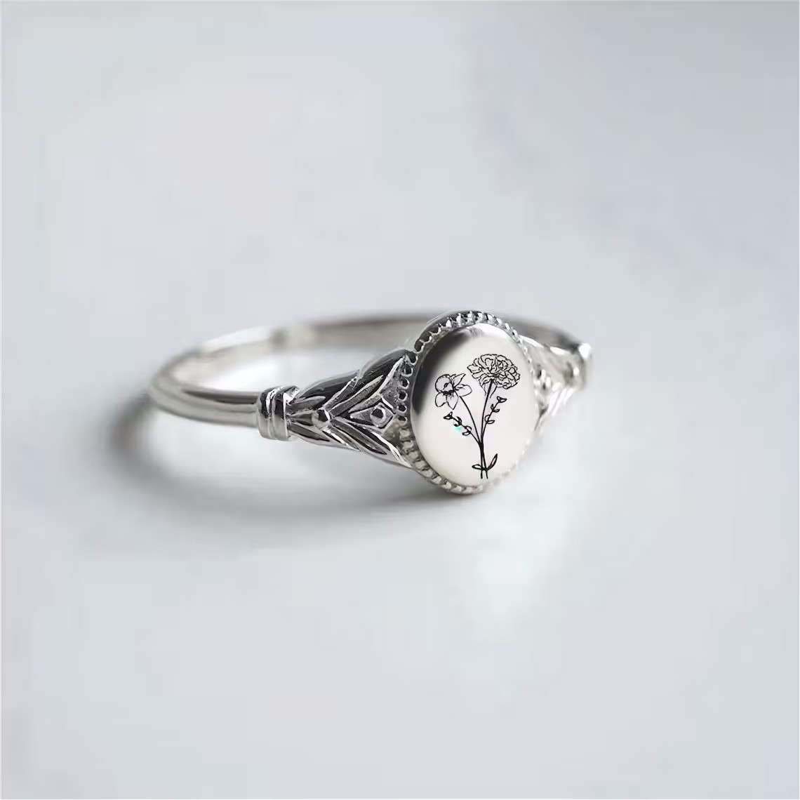 Personalized Birth Flower Ring
