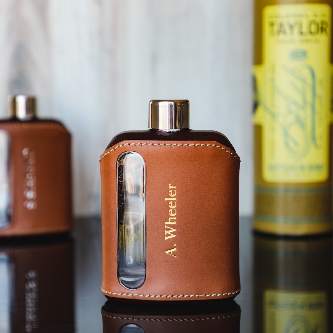 Personalized Leather Hip Flask