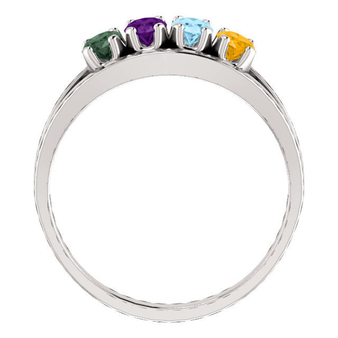 1- 6 Oval Stones Sterling Silver Mother's Ring