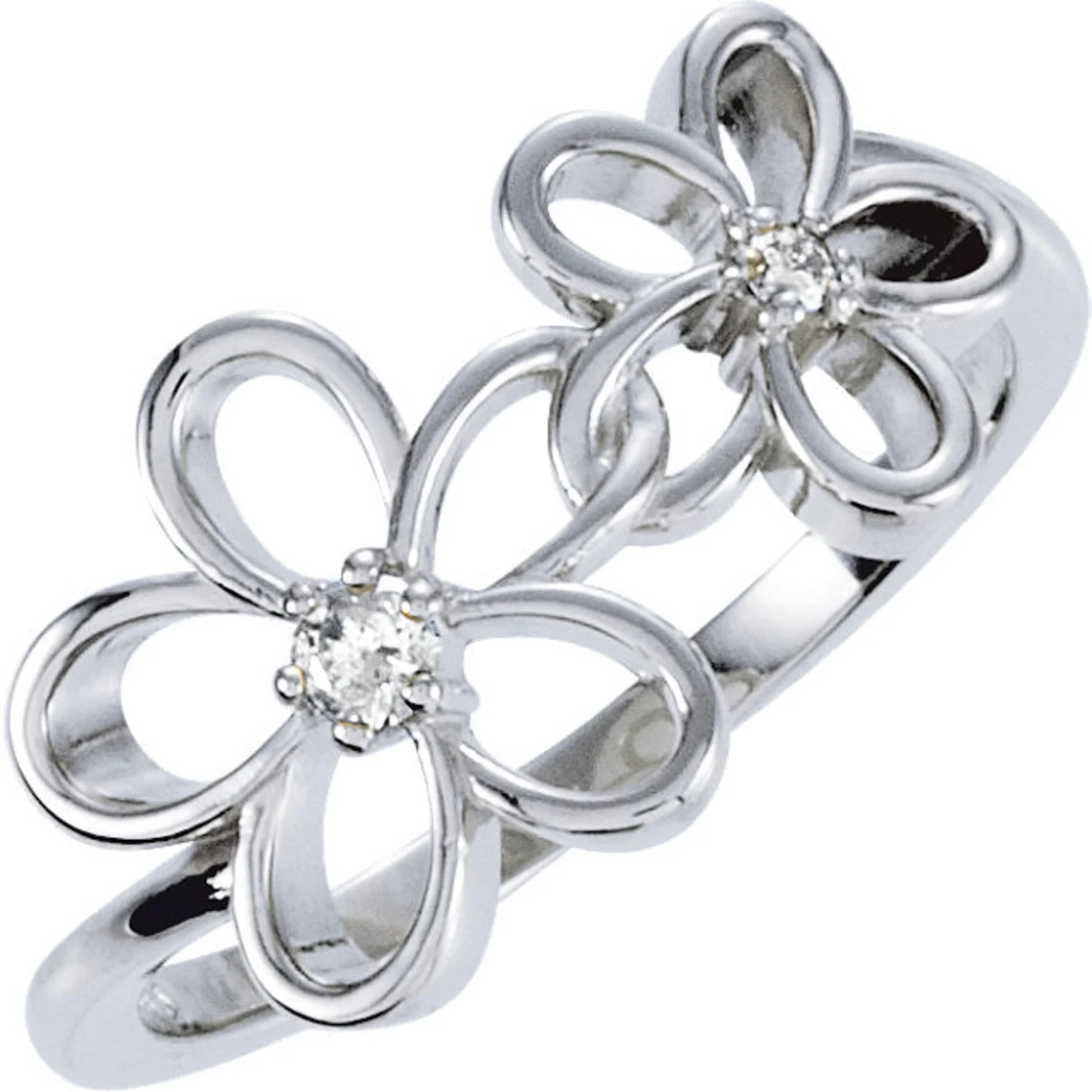 2 Stones Floral Design Ring