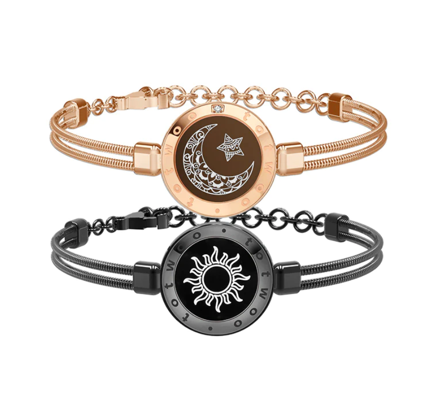 Long Distance Smart Vibration Bracelets with Snake Chain (Sun&moon )