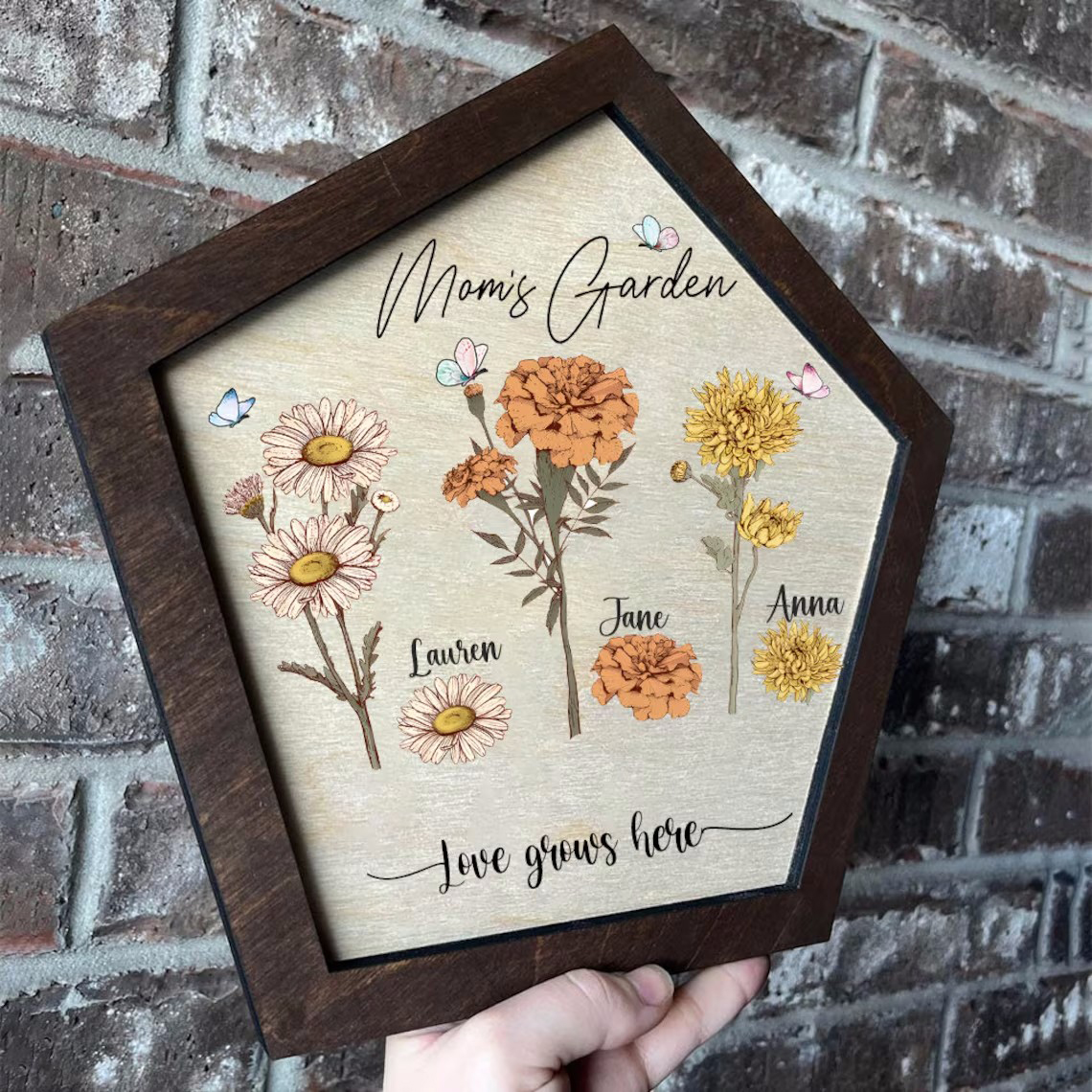 Mom's Garden Frame Wood Sign