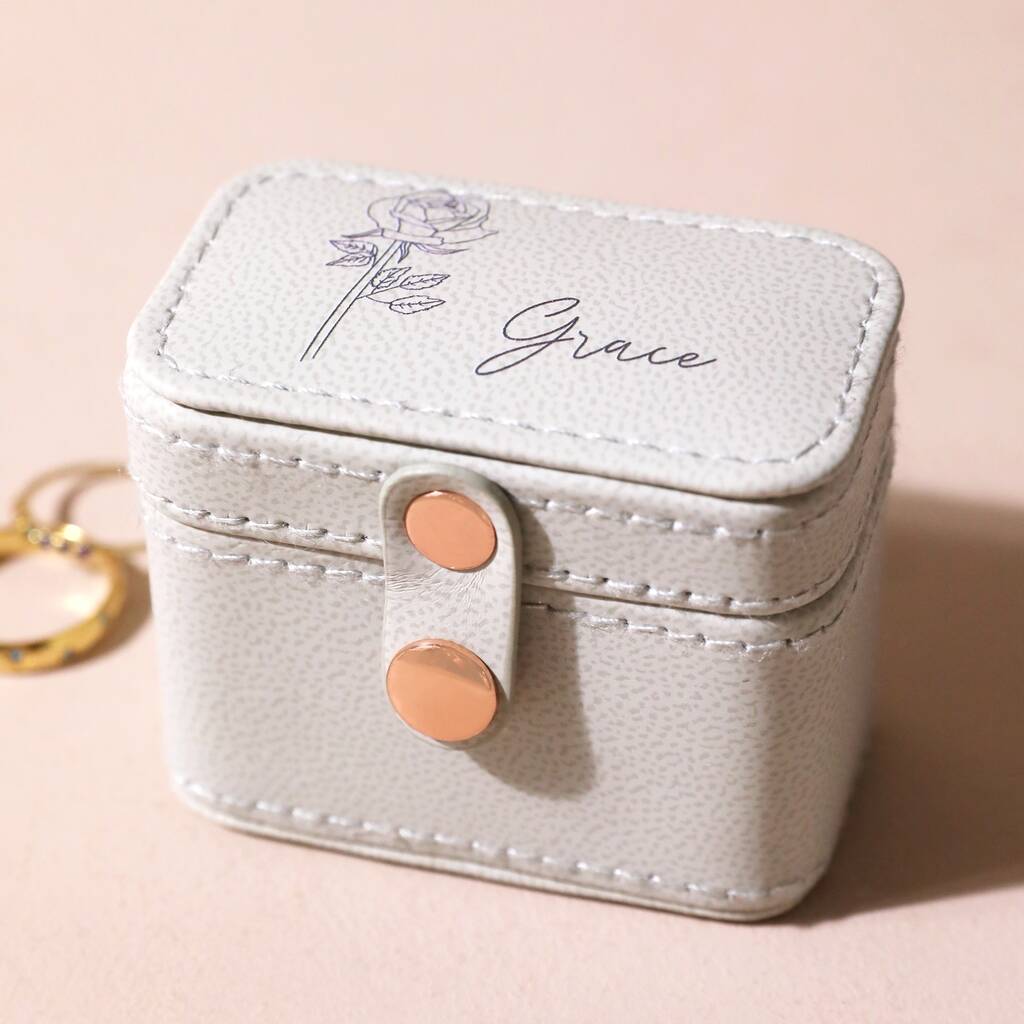 Personalized Birth Flower Ring Box