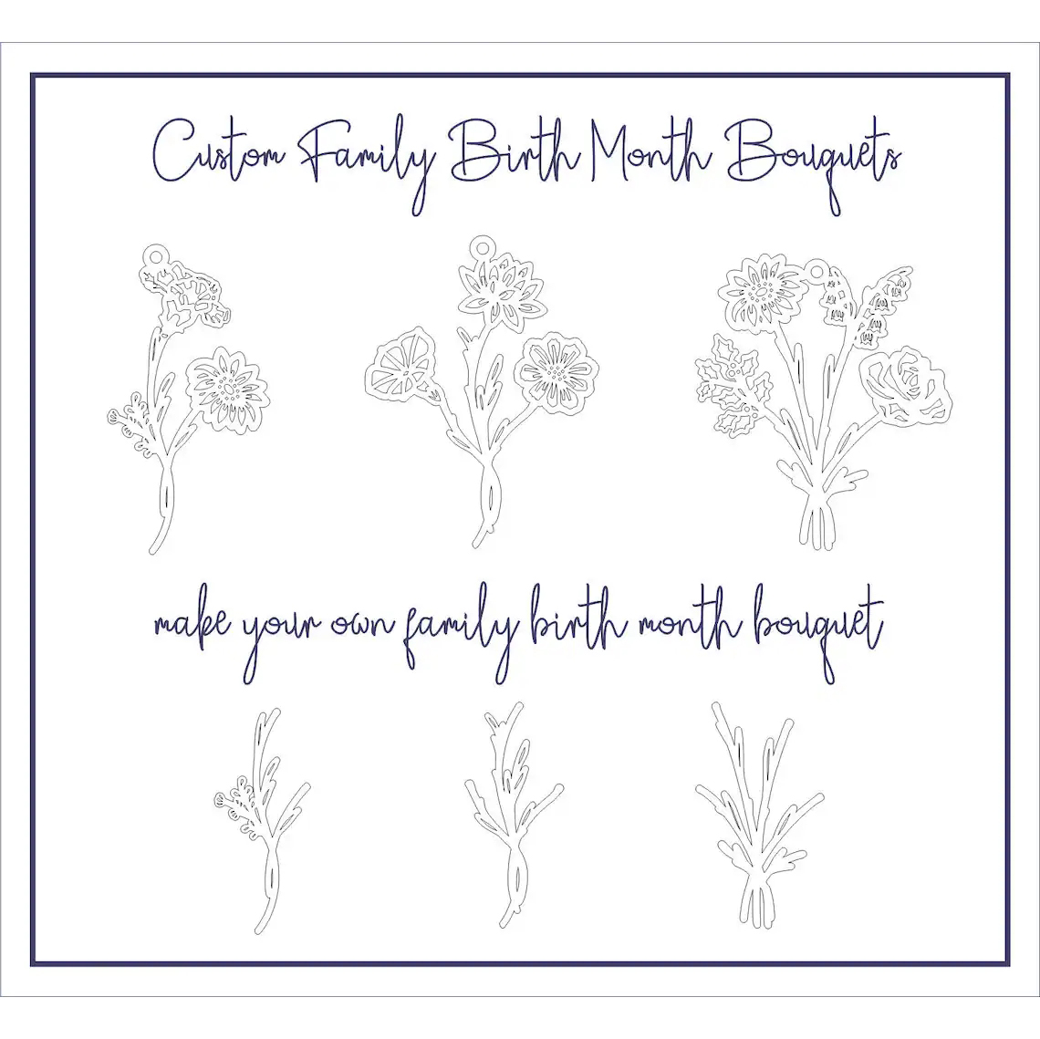 Combined BirthFlower Bouquet Necklace For Mother's Day