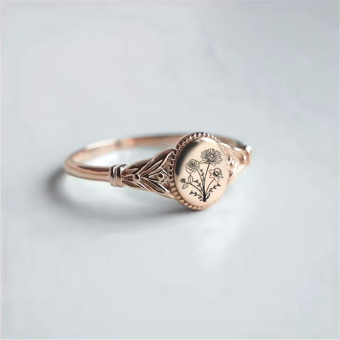 Personalized Birth Flower Ring